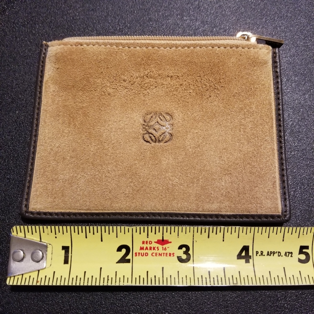Loewe Designer Brown Gold Hardware "New" Suede Leather Coin Purse/ Cosmetic Bag